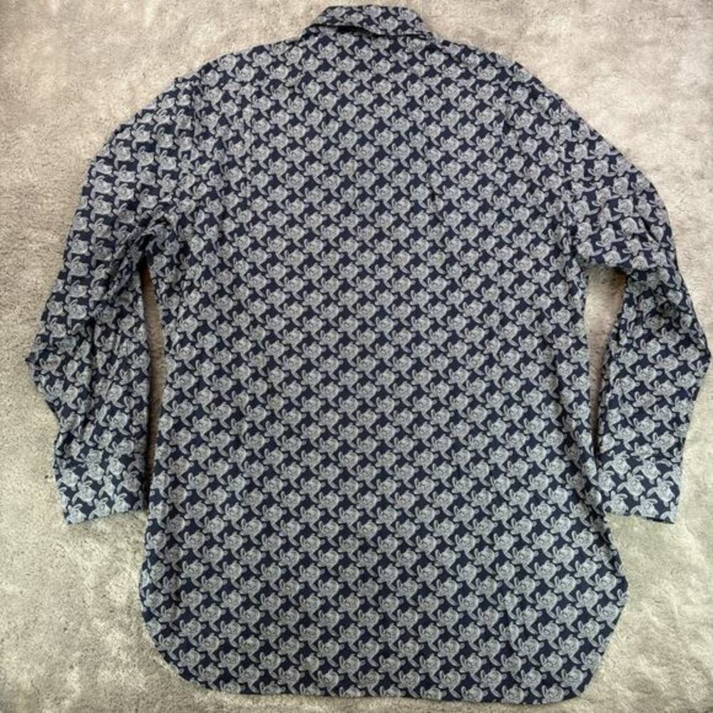 Kiton NWOT Men's Black White Turtle‎ Print 100% Cotton Button Down Shirt Sz 45 - Picture 3 of 8